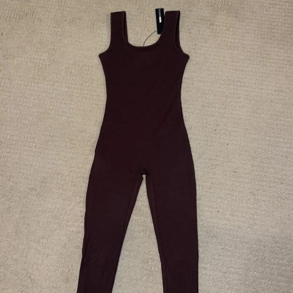 Chocolate brown snatched jumpsuit - Picture 2 of 5